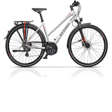 Bicicleta Trekking Cross Amber, Dama, Alb-Gri-Rosu