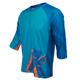 Tricou FUNKIER Dolomiti-K Enduro Kids 3/4 sleeve - Green/Orange, 12 ani