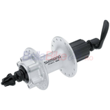 BUTUC SPATE SHIMANO FHM475S 32H 8/9/10 VIT OLD 135MM AX 146MM QR 166MM PT ROTOR 6-BOLT ARGINTIU SHIMANO LOGO VRAC